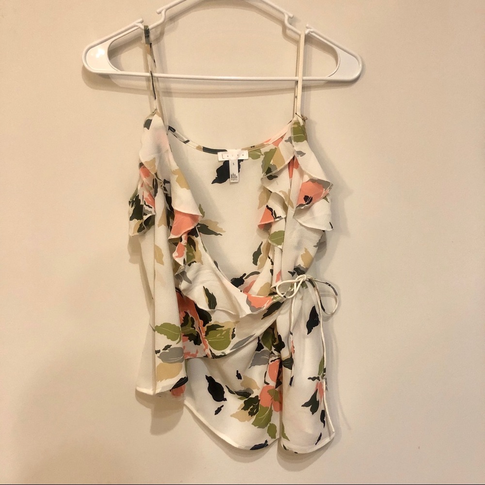 NWT LEITH Pink & White Floral Wrap Tank Small